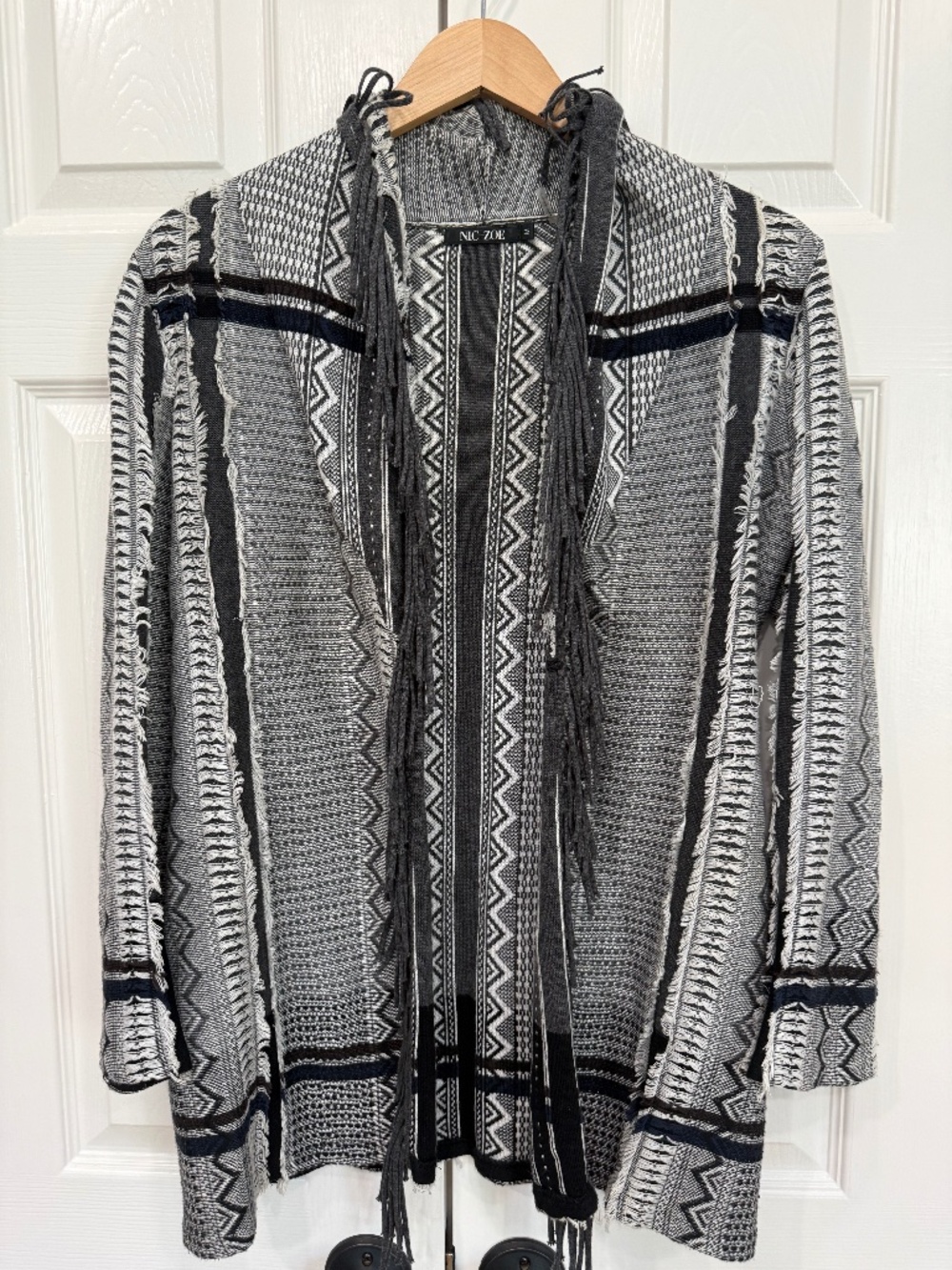 NIc + Zoe Open Front Cardigan with Fringe